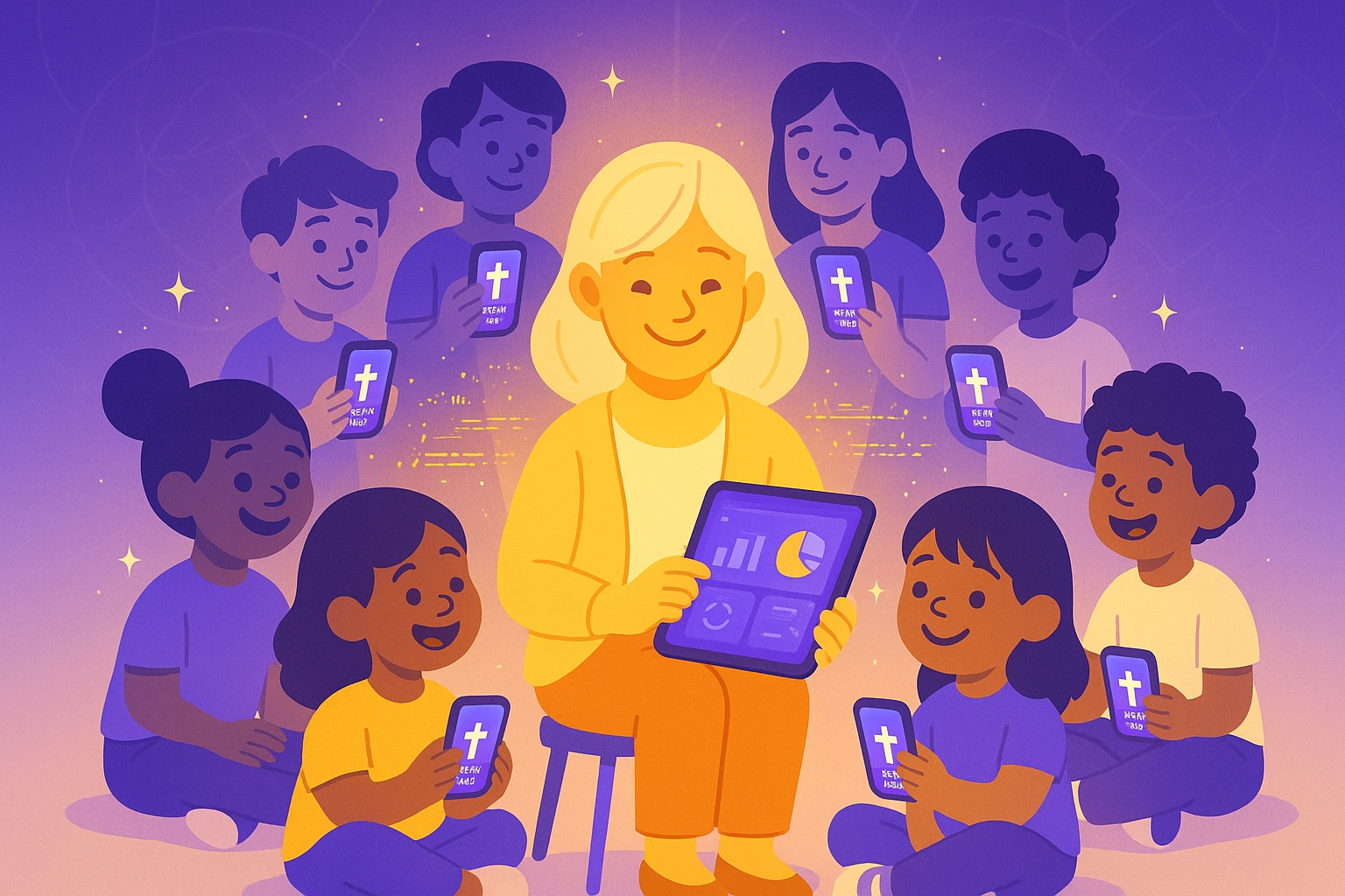 Bible Way Teacher engaging with students