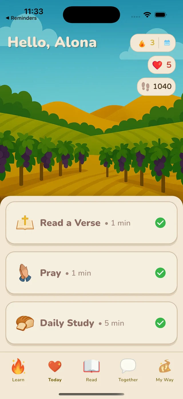 Your Daily Spiritual Journey Takes Just 5 Minutes - Bible Way App Feature